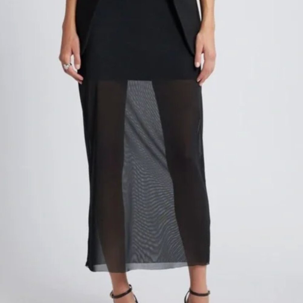 Open Edit Sheer Mesh Overlay Skirt